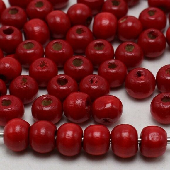 100 pcs Red Wood Beads Jewelry Crafting - Picture 1 of 1